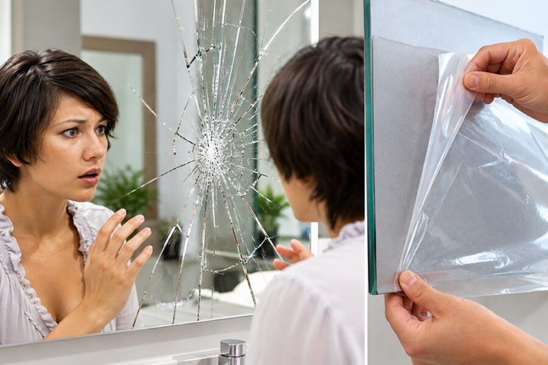 Splitterschutzfolie für Spiegel, PREMIUM